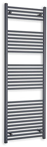 Companyblue 600mm Wide ANTHRACITE Sand Grey Heated Towel Rail Radiator Flat Ladder for Stylish Bathroom (1800mm)