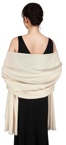 SWAT PANY Ladies Beige Scarf Pashmina Shawls and Wraps for Women Wedding Winter Scarves