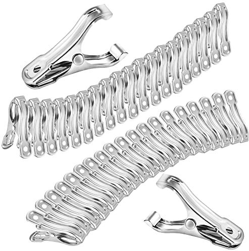 Samhopo 40 clips de jardín, abrazaderas de invernadero hechas de acero inoxidable para red, tienen un fuerte agarre para sujetar la tela de sombra o cubierta de plantas en aros de jardín o aros de