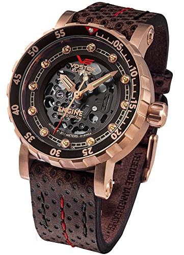 Vostok Europe Engine Herren Uhr analog Automatik mit Leder Armband NH72-571B648