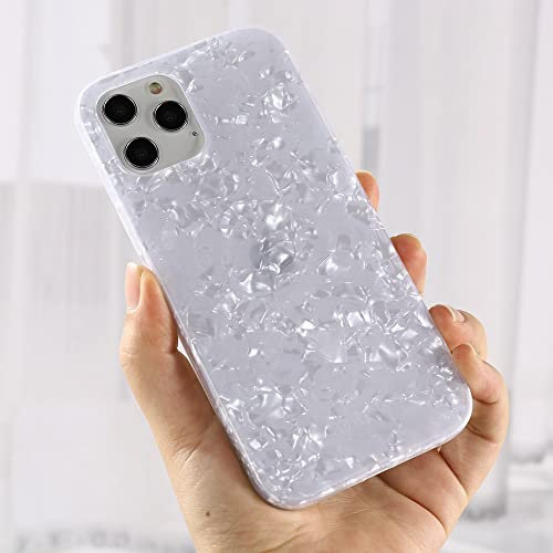 QZCQLLM Case for iPhone 11, With Mobile Phone Tempered Film Girls Women Glitter Cute Slim Thin TPU Soft Gel Silicone Clear Bumper Shockproof Protective Phone Case Cover 6.1 inch (White)