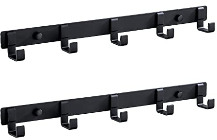 Jiafengyuan 2 Stück Hutablage Schlüsselhaken Badezimmerhaken Türhänger Haken Wandgarderobe Kleiderhaken Wandhaken Wandhaken Wandmontage Aluminiumlegierung Hakenleiste für Kleidung Handtuchhalter (5