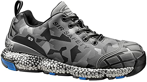 Sir Safety Unisex Turkana S3 Sicherheitsschuh - Laufschuhe Bequem, Atmungsaktiv Sicherheitsschuhe Sportlich Schutzschuhe mit Stahlkappen, Farbe: Schwarz/Grau, Gr: EU 46