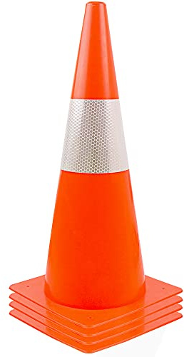 15 inch Traffic Safety Cones with Reflective Collars,[4 Pack]Orange Construction Cones| Parking Cones| Soccer Training Cones |Road Cones for Parking lot, Driveway, Sport and Driving Training.