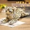 AECHII 40-50-60cm Lebensechte Löwe Tiger Leopard Simulation Kuscheltiere Plüschtiere Real Life Doll Kreatives Dekor 60cm Leopard