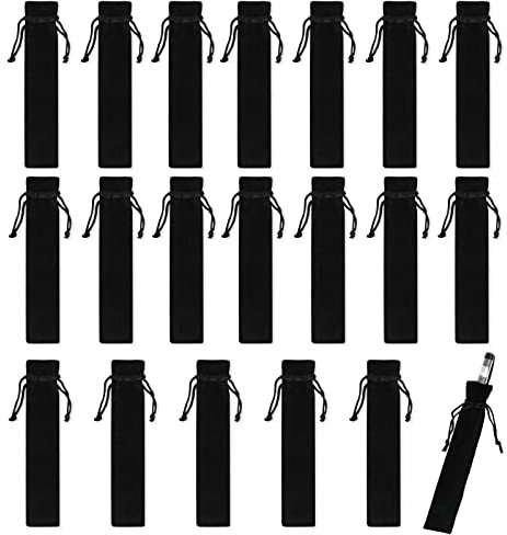 Bekecidi 20 Stück Samt Federbeutel Kordelzug Federbeutel Stiftsack Tasche Schutz Stift für Stifte, Bleistifte, Kugelschreiber (Schwarz)