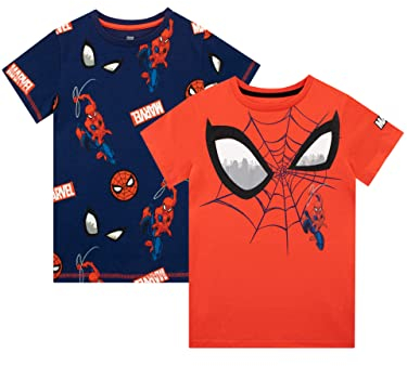 Marvel Jungen Spider-Man T-Shirt 2er Packung Tageskleidung für Kinder Mehrfarbig 140