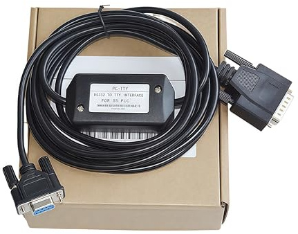 Washinglee PC-TTY Programmierkabel für Siemens S5 PLC, RS232 auf TTY Adapter für 6ES5734-1BD20 Ersatz, DB9 auf DB15 Kabel