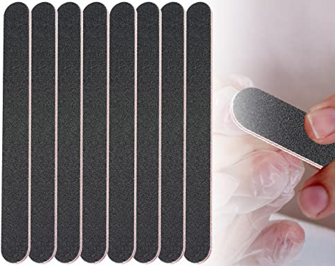 ZoeTekway 8 Piezas Limas de Uñas Negras de Doble Cara 100/180 Limas de Uñas Desechables para el Cuidado de Uñas de Gel