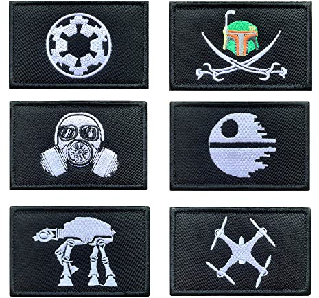 6 Stück taktischer Aufnäher für Film, Star War, lustiges kaiserliches Ziel, Rebellen-Schaum, Alien-Symbol, Morale, Militär-Patch, Stickerei, Klettverschluss, für Rucksäcke, Geschirr, Militäruniformen
