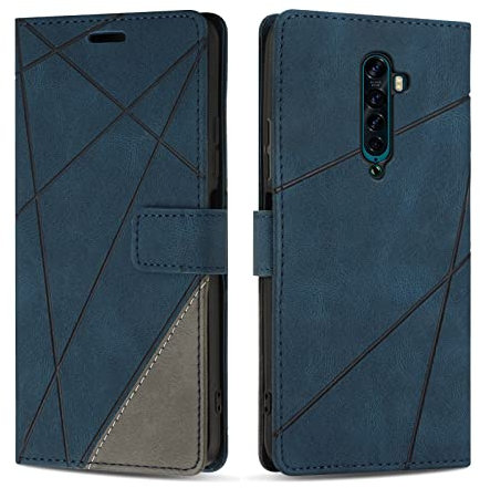 SONWO Hülle für Oppo Reno 2, Premium PU Leder Handyhülle Flip Case Wallet Silikon Schutzhülle Klapphülle für Oppo Reno 2, Blau
