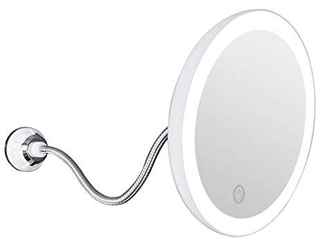 ZEDARO Espejo de Maquillaje, Aumento de baño, Espejo de tocador con luz LED y Ventosa Fuerte para Viajes y hogar