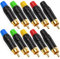 Xiatiaosann RCA Lötstecker, 24K Vergoldeter Audio-Phono-Video-Lötstecker, Cinch-Buchsen Kabelanschluss für Lautsprecher, Soundsysteme, Verstärker (RCA-Stecker, 5-farbig, 10er-Pack)