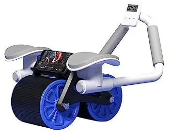 Plank ABS-Rollenrad mit Kniematte, Saker-Bauchrad mit automatischem Rückprall, 4D-Ab-Roller mit Ellenbogenstütze, Fitness-Abs-Trainer-Rollenrad, Blau