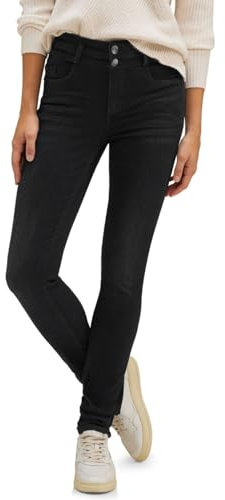 STREET ONE Damen A376545 Jeans, Black Used wash, 26W x 32L