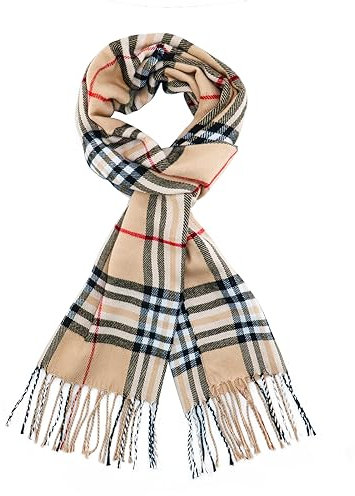 vimate Herren Camel Plaid Schal, Übergroßer Schottischer Clan Tartan Plaid Kaschmir Gefühl Schal Wrap Winterschal (DE-Classic Camel Plaid)