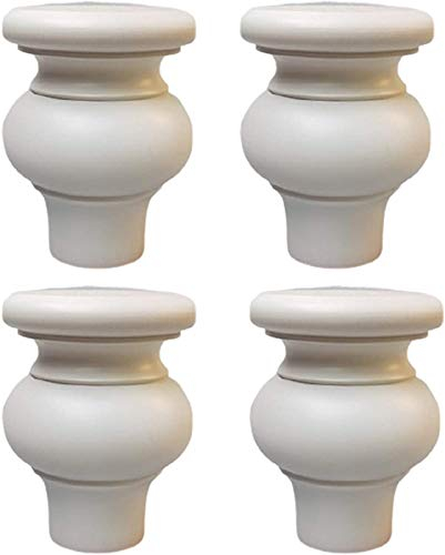 GArcan 4 x Massivholz-Möbelbeine, weiß, rund, austauschbare Sofa-Möbelfüße für TV-Schrank, Kleiderschrank, Nachttisch, 10 cm
