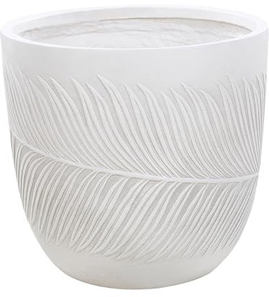 Beliani Pot de Fleurs Blanc Cassé en Fibres d'argile Rond Cache-Pot 42 x 42 x 40 cm Ftero
