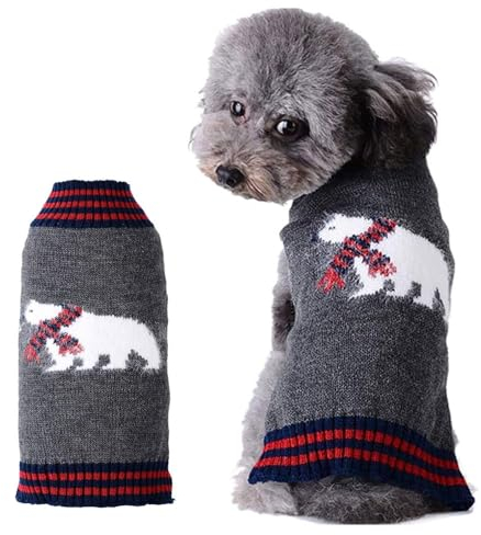 LATRAT Weihnachten Hundepullover,Hundepullover,Weihnachts-Elch-Kleidung, Weihnachts-Kostüm, Warm Welpe Klein Mittel Hunde (XXL, Grau-Eisbär)