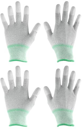 sourcing map 2 Pairs ESD Anti Static Gloves 20cm Thickened High Resistance Carbon Fiber Computer Gloves for PC Computer Electronics Installation and Repair(Medium), Green