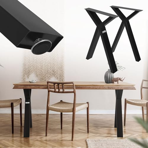 ML-Design 2 Stück Tischbeine 50xH72cm, Tischkufen X-Form, aus Stahl pulverbeschichtet, Schwarz, Industriedesign, Kufengestell für Esstisch/Schreibtisch, Tischgestell, Metall Möbelfüße für DIY-Projekte
