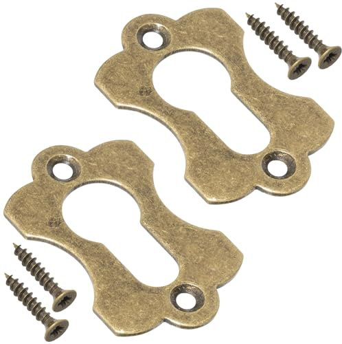AERZETIX - C73733 - Paire de 2 rosettes plaques 60x38x2 mm pour cylindre profilé - cache trou de clé - en métal - couleur laiton vieilli - porte rosace ferrure protection sécutité