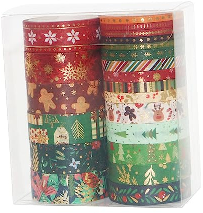 NUOBESTY Washi Tape Set Weihnachten 21 Rollen Dekorative Geschenkbänder für Weihnachtsfeiern