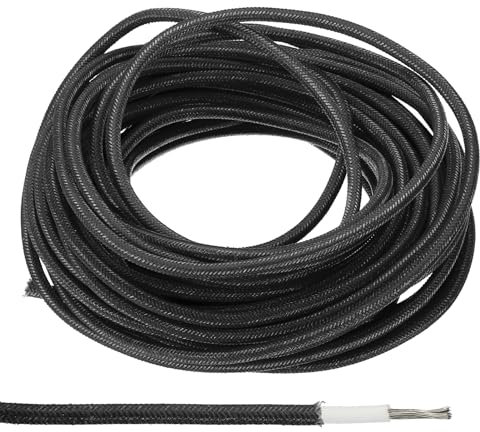 PATIKIL 16,4 Piedi 11AWG Cavo Elettronico, -30 a 200 Gradi Celsius Cavo Elettrico Flessibile in Silicone Isolato Resistente Alte Temperature per Lampada Caldaia Riscaldatore, Nero