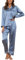Reliwel Pyjama pour femme en satin à manches longues Ensemble pyjama avec boutonnière Col en V Vêtements de nuit deux pièces Pyjama doux Classique Loungewear Combinaison de maison Pjs, Bleu gris, L