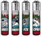 Clipper Feuerzeug 4er Set: (Shark Weed)