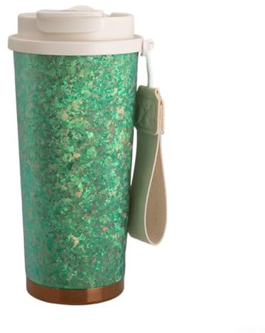 RANRAO Bouteille isotherme ultra légère en alliage de titane avec couvercle, 500 ml - Tasse à café portable - Double couche - Pour le camping, le thé, le café, le vin - Vert