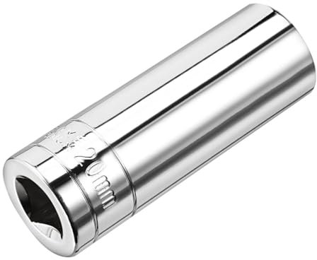 TOP-VIGOR 1/2 Inch Drive 20mm 6-Point Deep Socket, Metric, Cr-V Drive Socket (Polishing) for Auto Repairing and Household