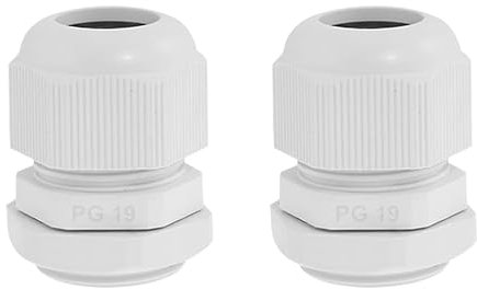LEDSone 2Pcs Cable Gland, PG19 Plastic Waterproof Adjustable 3-15mm IP68 Cable Gland Joint with Rubber Gaskets, Wire Connector, Cable Gland Wire Protector, White
