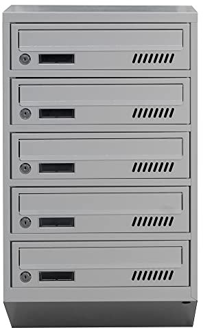 Mehrfamilienhaus 5er GDS Euro grau RAL 7035 Briefkastensysteme Briefkastenanlage Wandbriefkasten Postkasten