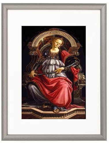 Bilder gerahmt Sandro Botticelli – Standhaftigkeit 1470 / Kunstdrucke von formida/Bilder Wand Dekoration (Rahmen silberfarbig, 50 x 40 cm, Gerahmt)