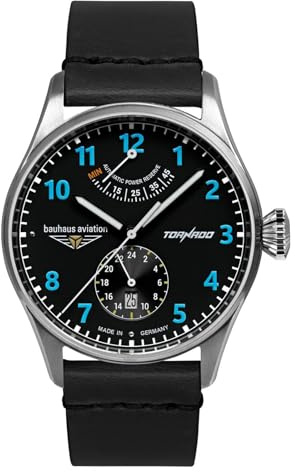 Bauhaus Aviation Herrenuhr Automatik Serie Tornado Gangreserveanzeige 5 ATM mit Lederband 2790 in verschiedenen Varianten