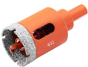 Meccion Broca de Diamante con Fresa Guía, Sierra Perforadoras de Diamante para Azulejos, Porcelana, Vidrio, Mármol, Cerámica (32mm)