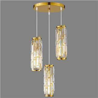 ZYBWL Gold Pendelleuchten Kücheninsel Moderne Pendelleuchte, Kristall Pendelleuchte Höhenverstellbar E27 Pendelleuchte für Kücheninsel Wohnzimmer Schlafzimmer (Gold 3-Licht)