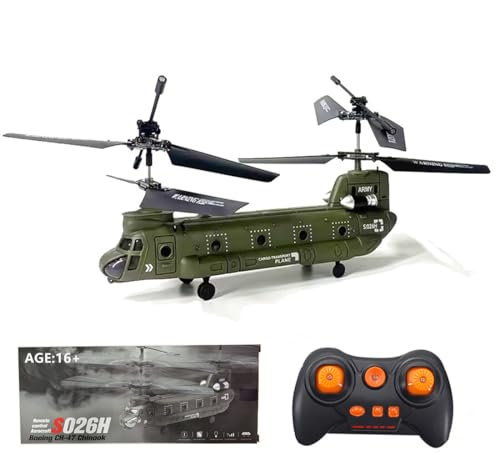 JOYARCH S026H Dual-Blade Transport RC Helicopter, 2.4G 3-Channel Gyro Stabilized Remote Control Military Aerocraft Model, Army Helicopter Toys for Kids and Military Fans