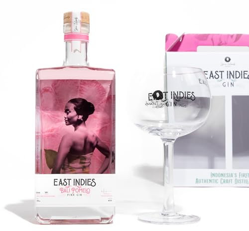 East Indies Pomelo Pink Gin Geschenkset – Tropischer Premium Gin mit edlem Ballon Glas in stilvoller Geschenkbox (1 x 0,7l)