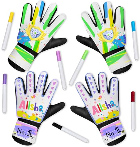 Jalunth Torwarthandschuhe Kinder Selbst Gestalten Torwart Fussballhandschuhe Handschuhe Doodle Maltafel Schreibtafel 4 5 6 7 8 9 10 11 12 Jahre Jungs Mädchen Nikolaus Geschenke mit 7 Bunten Stiften