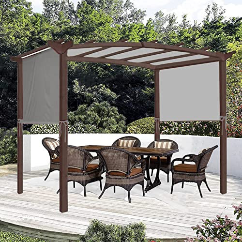 Waterproof Pergola Cover with 4 Fixation Straps Universal Replacement Canopy for Curved Pergolas Gray Shade Cover (Size: 5.2x2m)