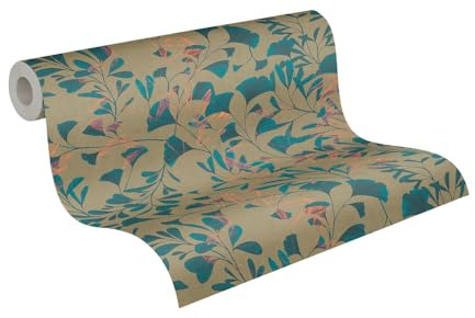 Livingwalls Anna D'Andrea Non-Woven Wallpaper Floral 10,05 m x 0,53 m - Brown, Blue, Pink - Wallpaper Tangled Leaves - 782232