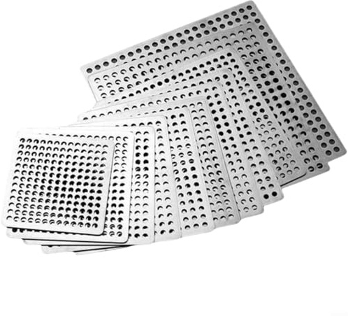 Edelstahl Quadratischer Dusch- und Waschbeckensieb, Haarfilterabdeckung, 7-15 cm, Silber, Verstopfungsschutz, Leichte Montage(9.8CM)