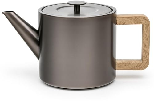 Bredemeijer kleine Edelstahl Teekanne 1.1 Liter, Teekannen doppelwandige Edelstahlkanne in metallic-grau mit Teefilter- für längeren, warmen Teegenuss