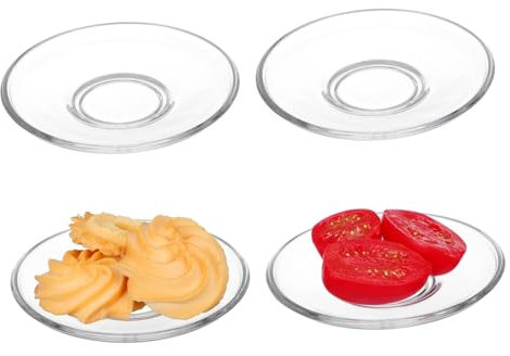 HEALEEP 4Pièces Soucoupes à Verre Transparent Plaques Décoratives Pour Salon Cuisine Et Salle Étude De Soucoupes Polyvalentes Et Élégantes Faciles