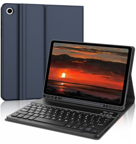 Occtingkind Teclado para Samsung Galaxy Tab A9+ 11 Pulgadas 2023, Funda Cover para Samsung Galaxy Tab A9+ (SM-X210/X216/X218), Teclado Español Ñ Desmontable Bluetooth°, Azul Oscuro