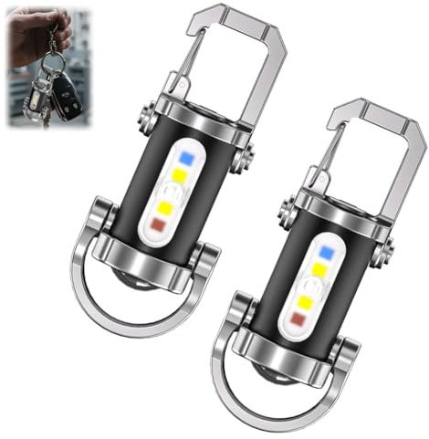 1200lm Super Bright Mini Keychain Flashlight Waterproof, 2 in 1 Flashlight and Power Bank, Rechargeable LED Keychain Torch, Portable Flashlights Work Light for Outdoor, Camping(2PC)