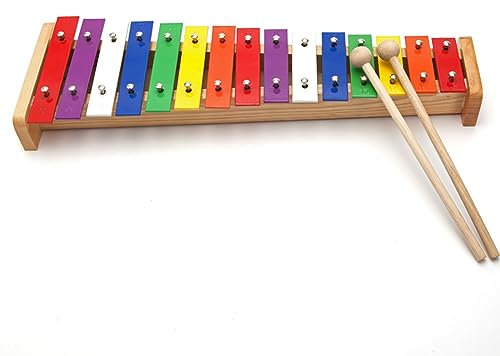 Asixxsix Xylophon für Kinder, 15 Noten Glockenspiel buntes Holzxylophon mit 2 Trommelstöcken, multifunktionales pädagogisches Musikspielzeug für Kinder Mädchen