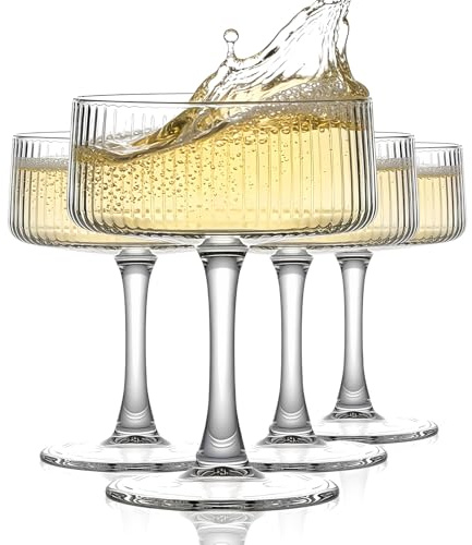 KIXINY Martini Gläser, Crystal Coupe Gläser 260ml Cocktail Gläsers Set 4, große und ausgefallene Cocktail Gläsers, Handgeblasene Champagner Coupe für Espresso Martini